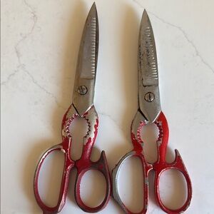 Antique Red and Silver Kitchen Scissors